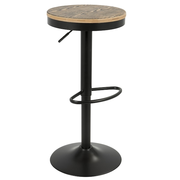 Lumisource Dakota Adjustable Swivel Barstool in Black Metal, Brown Bamboo, PK 2 - BS-TW-DAK BK2