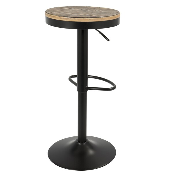 Lumisource Dakota Adjustable Swivel Barstool in Black Metal, Brown Bamboo, PK 2 - BS-TW-DAK BK2