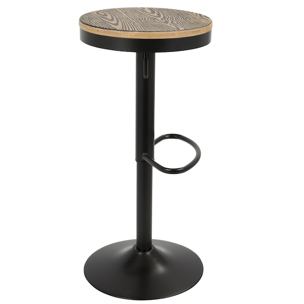 Lumisource Dakota Adjustable Swivel Barstool in Black Metal, Brown Bamboo, PK 2 - BS-TW-DAK BK2