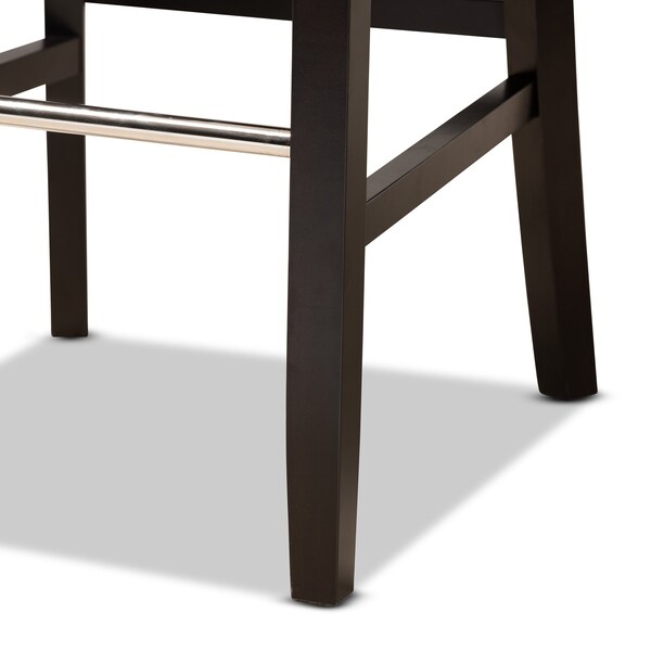 Baxton Studio Daphne Modern Navy Blue Velvet and Dark Brown Finished Wood 2-PC Bar Stool Set - 183-11010-ZORO