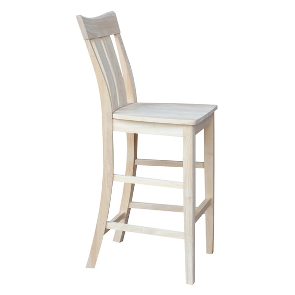 International Concepts Ava Bar Height Stool, 30" Seat Height, Unfinished - S-133