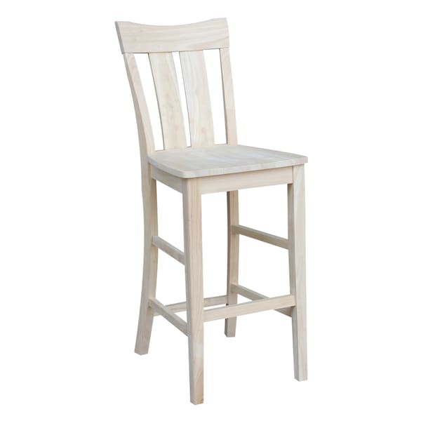 International Concepts Ava Bar Height Stool, 30" Seat Height, Unfinished - S-133