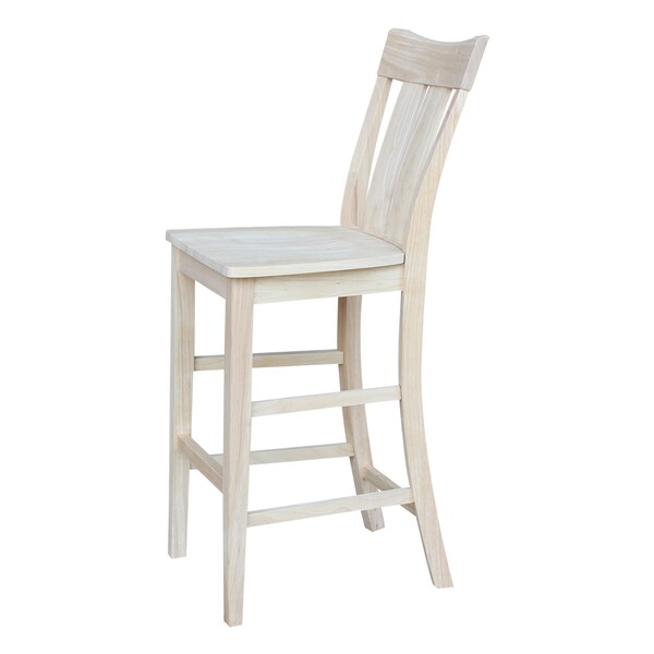 International Concepts Ava Bar Height Stool, 30" Seat Height, Unfinished - S-133