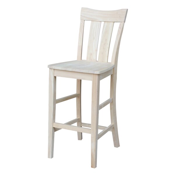International Concepts Ava Bar Height Stool, 30" Seat Height, Unfinished - S-133