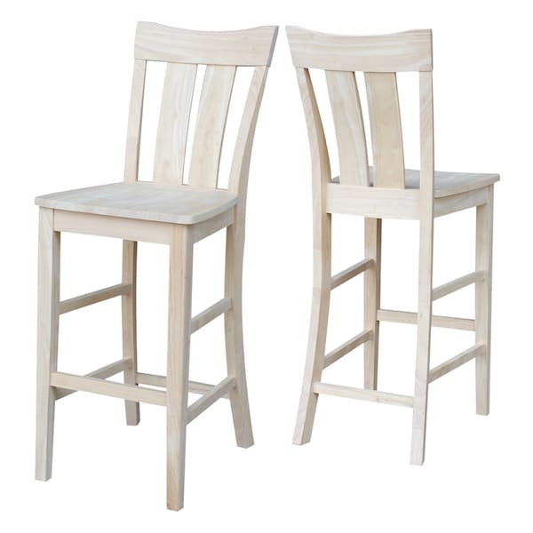 International Concepts Ava Bar Height Stool, 30" Seat Height, Unfinished - S-133
