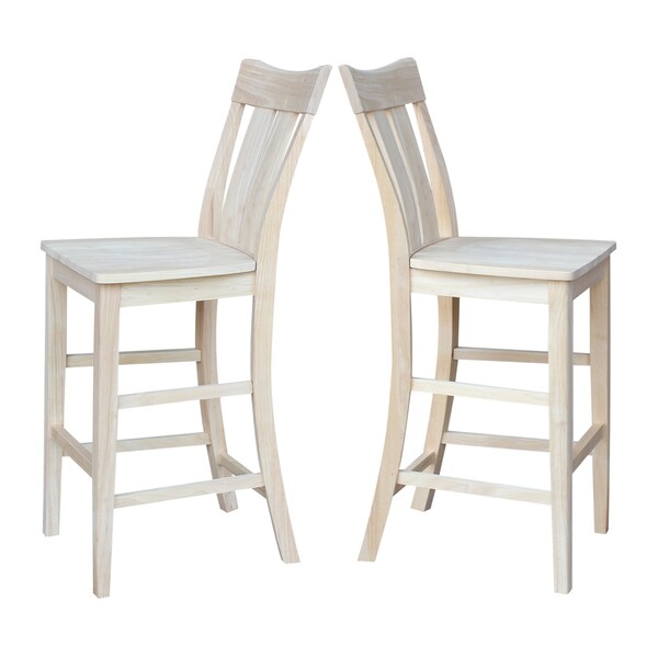 International Concepts Ava Bar Height Stool, 30" Seat Height, Unfinished - S-133