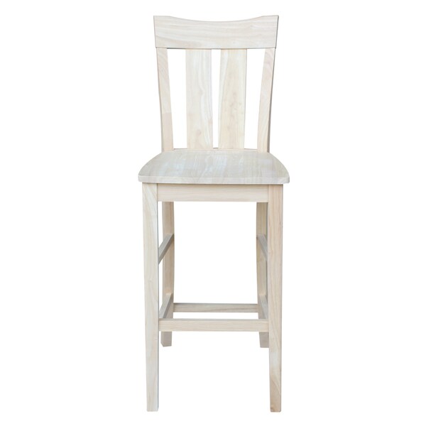 International Concepts Ava Bar Height Stool, 30" Seat Height, Unfinished - S-133
