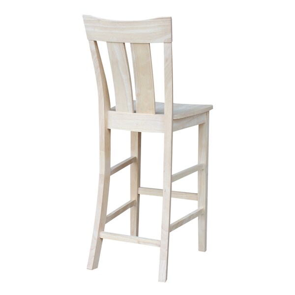 International Concepts Ava Bar Height Stool, 30" Seat Height, Unfinished - S-133