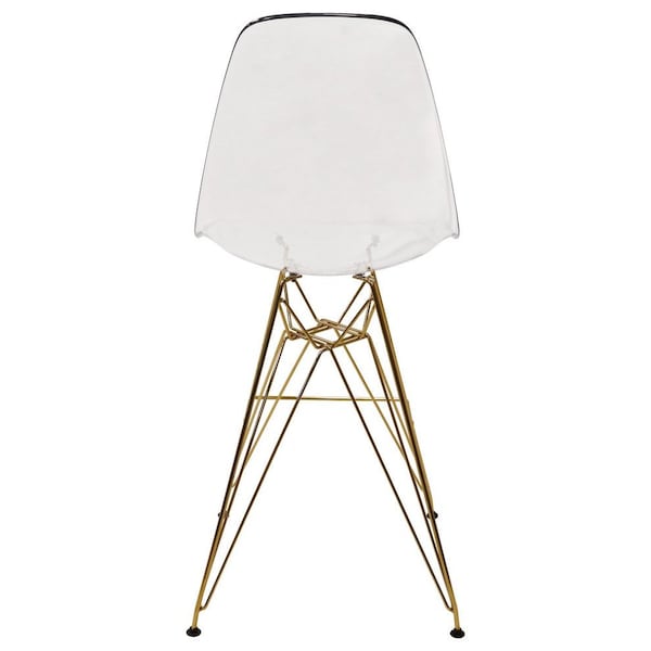 Leisuremod Cresco Modern Acrylic Barstool with Gold Chrome Base and Footrest, Clear - CBG26CL