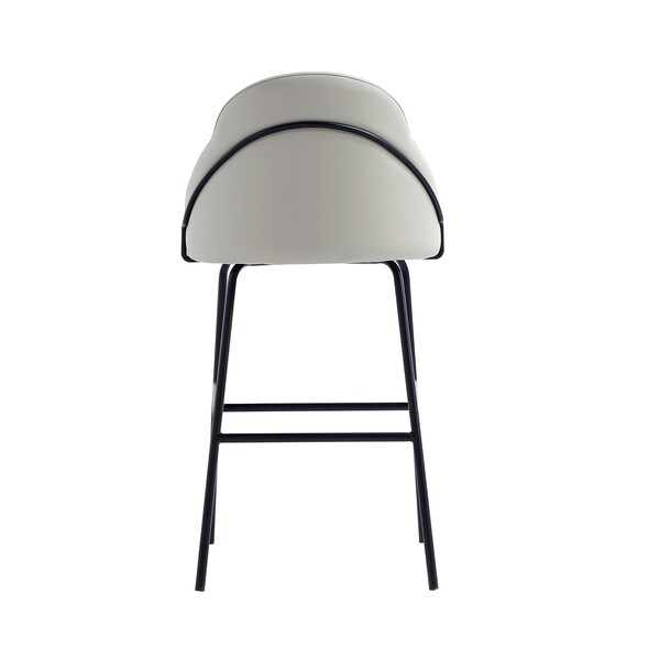 Manhattan Comfort Gracie Barstool in Stone and Black - Set of 3 - 3-BS022-BST