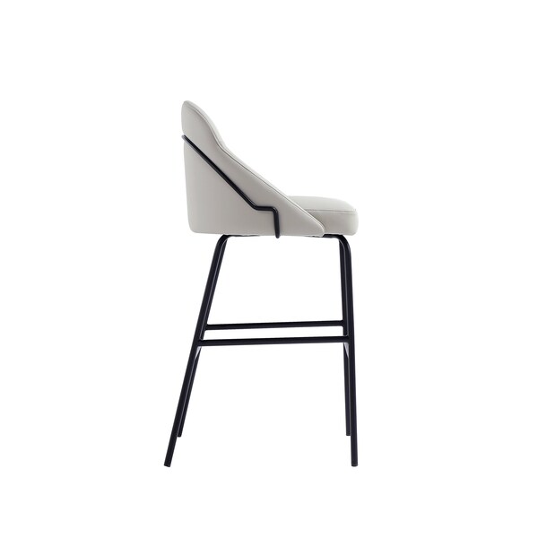 Manhattan Comfort Gracie Barstool in Stone and Black - Set of 3 - 3-BS022-BST