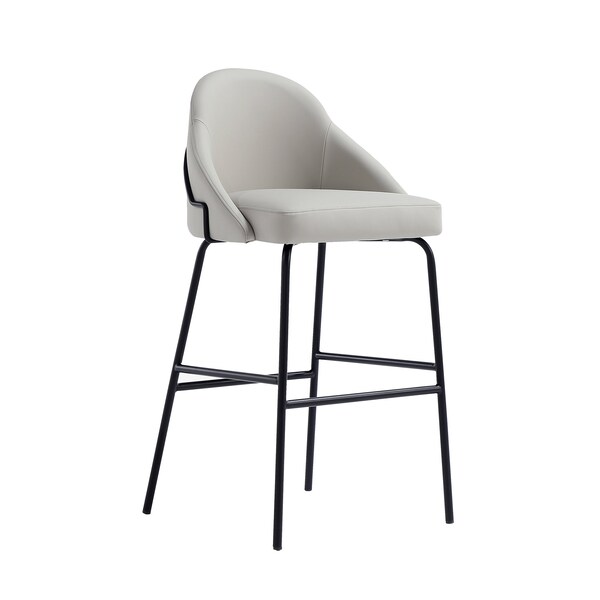 Manhattan Comfort Gracie Barstool in Stone and Black - Set of 3 - 3-BS022-BST