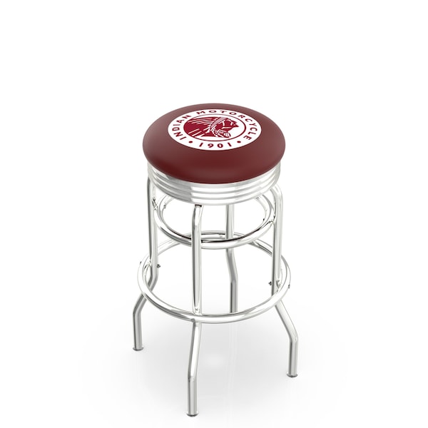 Holland Bar Stool Co 25" Chrome 2-Ring Indian Motorcycle Swivel Bar Stool, Accent Ring - L7C3C25INDN-HD