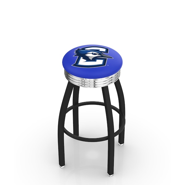 Holland Bar Stool Co 30" Blk Wrinkle Creighton Swivel Bar Stool, Chrome Ring - L8B3C30CRGHTN