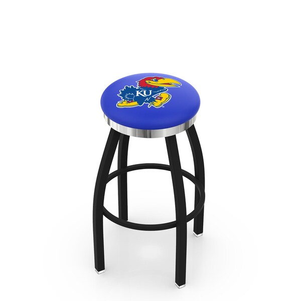 Holland Bar Stool Co 30" Blk Wrinkle Kansas Swivel Bar Stool, Chrome Ring - L8B2C30KNSASU