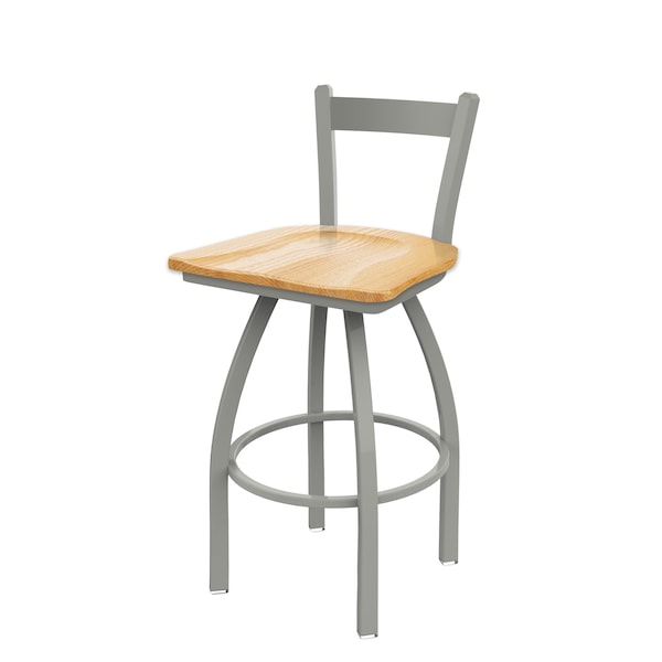 Holland Bar Stool Co 30" Low Back Swivel Bar Stool, Nickel Finish, Nat Oak Seat - 82130ANNATOAK