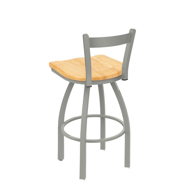 Holland Bar Stool Co 30" Low Back Swivel Bar Stool, Nickel Finish, Nat Oak Seat - 82130ANNATOAK