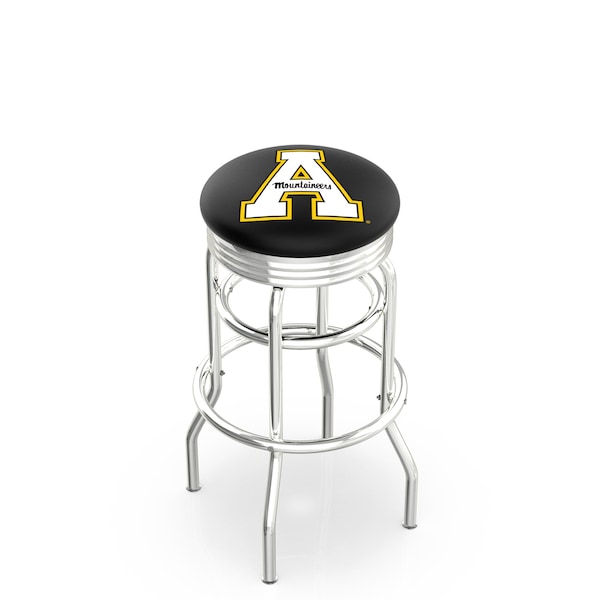 Holland Bar Stool Co 25" Chrome 2-Ring Appalachian State Swivel Bar Stool, Accent Ring - L7C3C25APPSTU