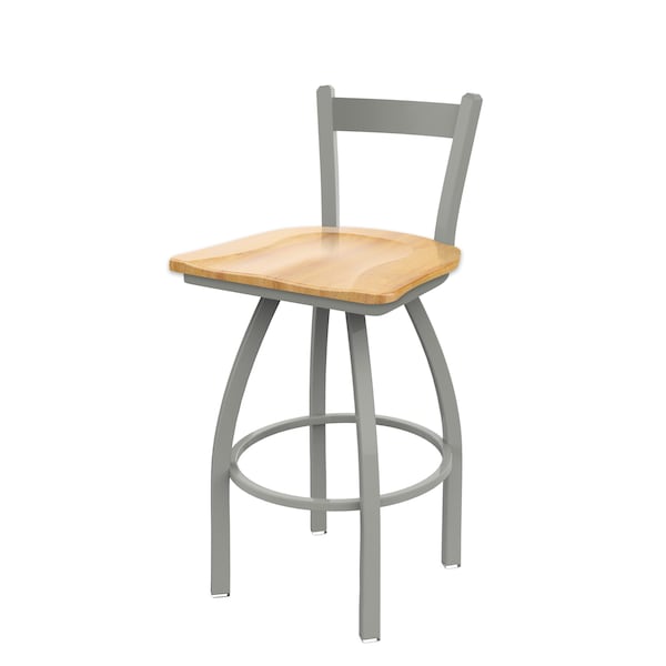 Holland Bar Stool Co 30" Low Back Swivel Bar Stool, Nickel Finish, Nat Maple Seat - 82130ANNATMPL