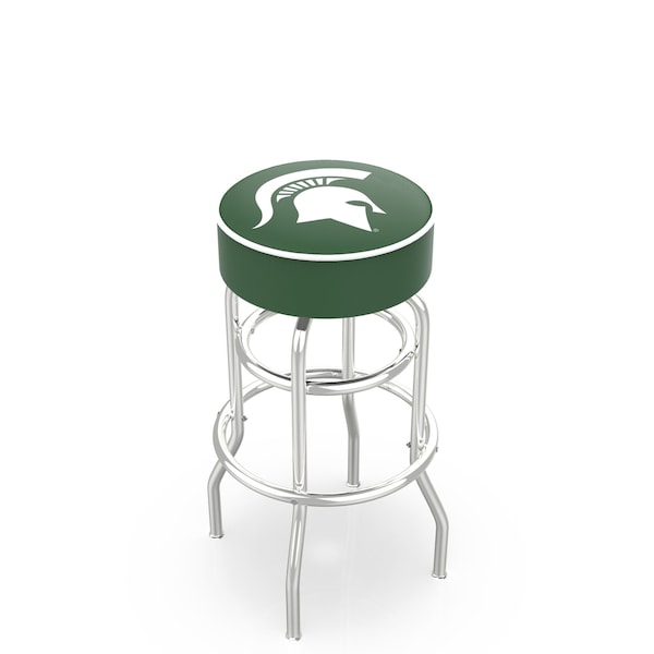 Holland Bar Stool Co 25" Michigan State Cushion Seat, 2-Ring Chrome Swivel Bar Stool - L7C125MICHST
