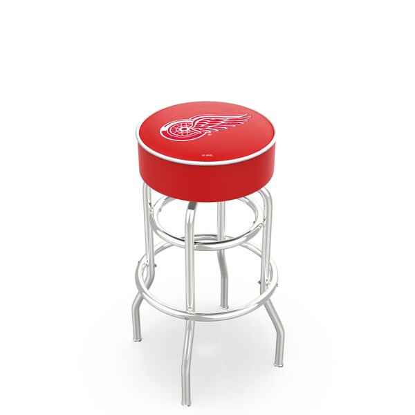Holland Bar Stool Co 30" Detroit Red Wings Cushion Seat, 2-Ring Chrome Swivel Bar Stool - L7C130DETRED
