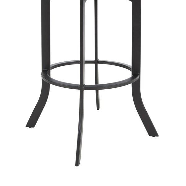 Armen Living Pharaoh Swivel 26" Black Powder Coated and Black Faux Leather Metal Bar Stool - 721535743315
