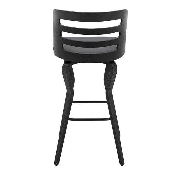 Armen Living Verne 30" Swivel Gray Faux Leather and Black Wood Bar Stool - LCVRBABLGR30