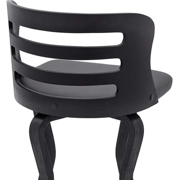 Armen Living Verne 30" Swivel Gray Faux Leather and Black Wood Bar Stool - LCVRBABLGR30