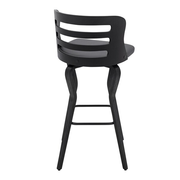 Armen Living Verne 30" Swivel Gray Faux Leather and Black Wood Bar Stool - LCVRBABLGR30