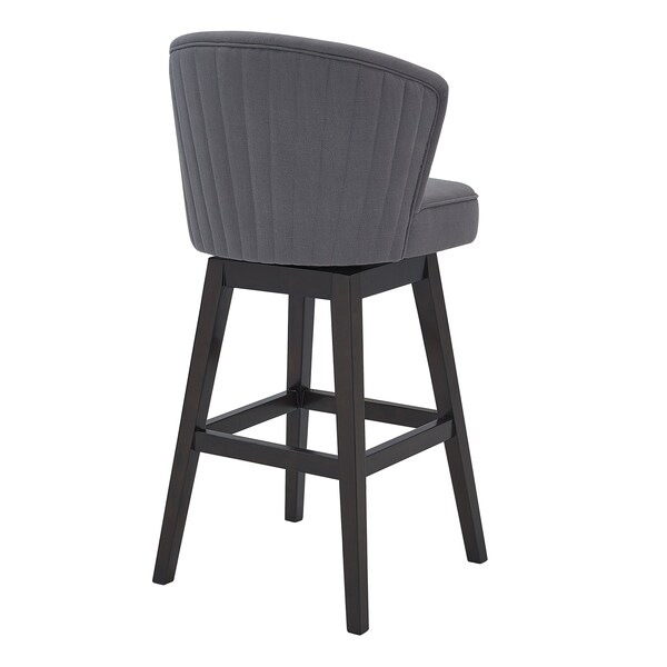 Armen Living Brandy 30" Bar Height Swivel Gray Fabric and Espresso Wood Bar Stool - LCBDBAESGR30