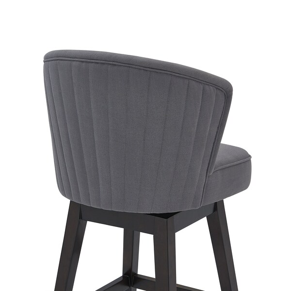 Armen Living Brandy 30" Bar Height Swivel Gray Fabric and Espresso Wood Bar Stool - LCBDBAESGR30