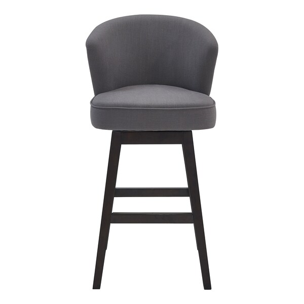 Armen Living Brandy 30" Bar Height Swivel Gray Fabric and Espresso Wood Bar Stool - LCBDBAESGR30