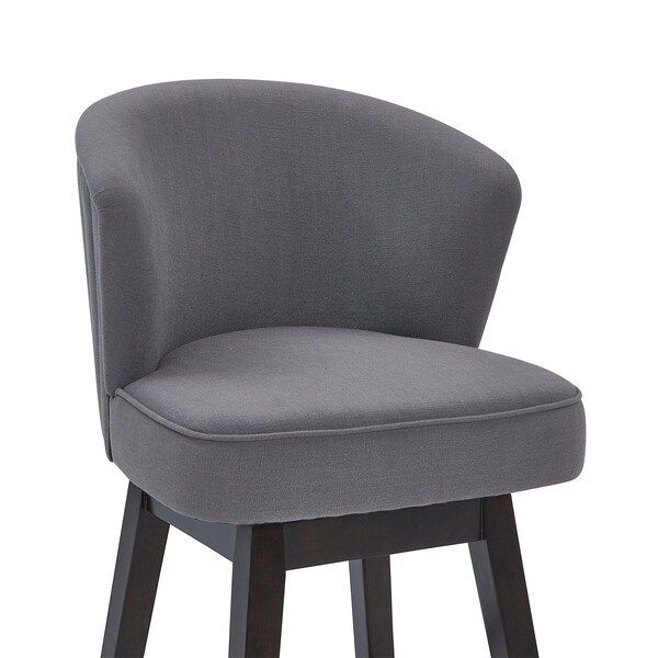 Armen Living Brandy 30" Bar Height Swivel Gray Fabric and Espresso Wood Bar Stool - LCBDBAESGR30
