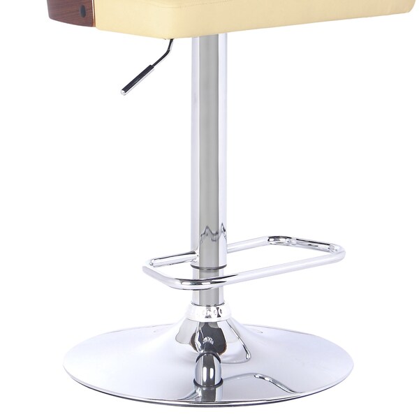 Armen Living Storm Barstool in Chrome finish with Walnut wood and Cream Faux Leather - LCSTBAWACR