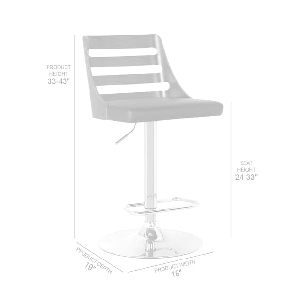 Armen Living Storm Barstool in Chrome finish with Walnut wood and Cream Faux Leather - LCSTBAWACR