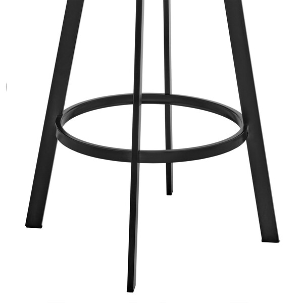 Armen Living Bronson 29" Bar Height Swivel Bar Stool in Black Finish and Black Faux Leather - 721535761852