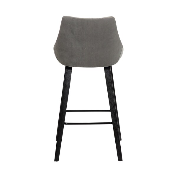 Armen Living Dani 26" Gray Velvet Barstool in Black Brushed Wood Finish - LCDIBABLGR26