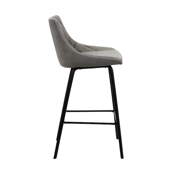 Armen Living Dani 26" Gray Velvet Barstool in Black Brushed Wood Finish - LCDIBABLGR26