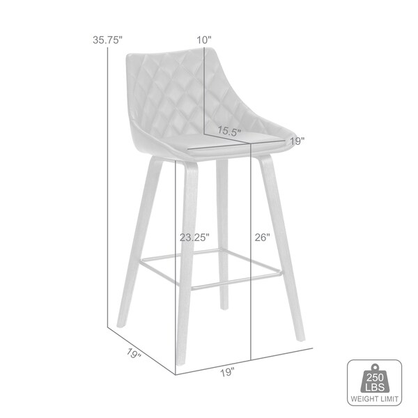 Armen Living Dani 26" Gray Velvet Barstool in Black Brushed Wood Finish - LCDIBABLGR26
