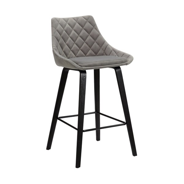 Armen Living Dani 26" Gray Velvet Barstool in Black Brushed Wood Finish - LCDIBABLGR26
