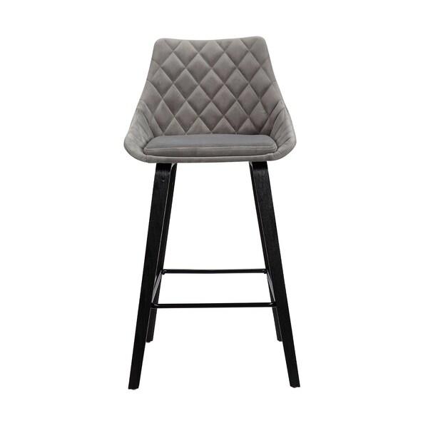 Armen Living Dani 26" Gray Velvet Barstool in Black Brushed Wood Finish - LCDIBABLGR26
