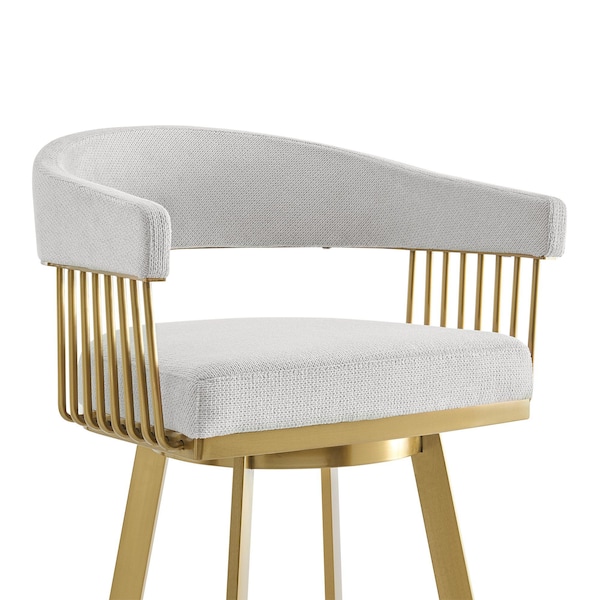 Armen Living Chelsea 30in Swivel Bar Stool with Gold Brushed Stainless Steel and Silver Fabric - LCCSBABGLSI30
