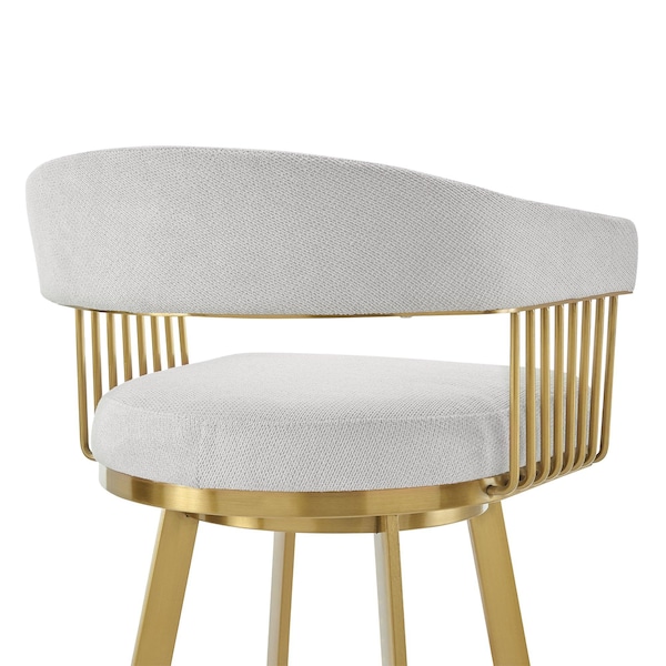 Armen Living Chelsea 30in Swivel Bar Stool with Gold Brushed Stainless Steel and Silver Fabric - LCCSBABGLSI30