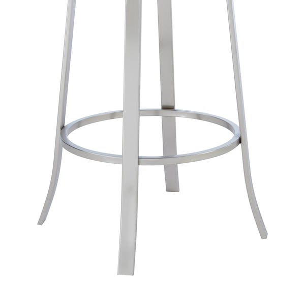 Armen Living Lola Contemporary 30" Bar Height Barstool in Brushed Stainless Steel Finish and Gray Faux Leather - LCLLBABSGR30
