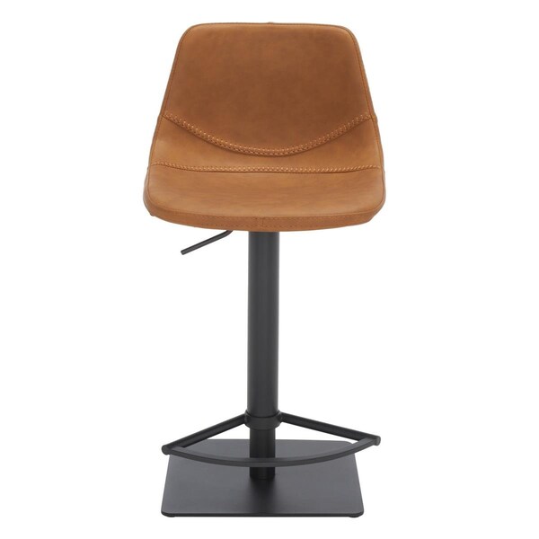 Safavieh 18.5 x 17.75 x 32.25-42.25 in. Kynlee Gas Lift Bar Stool Cognac & Black - BST3016B