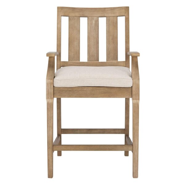 Safavieh 46.8 x 25.4 x 25.4 in. San Salvador Patio Bar Stools, Natural - Set of 2 - CPT1020A-SET2