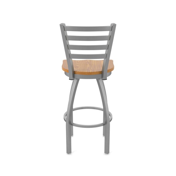 Holland Bar Stool Co 410 Jackie Stainless Steel 36in Swivel Bar Stool with Medium Oak Seat - 41036SSMEDOAK