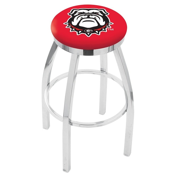 Holland Bar Stool Co 25" Chrome Georgia "Bulldog" Swivel Bar Stool, Accent Ring - L8C2C25GA-DOG