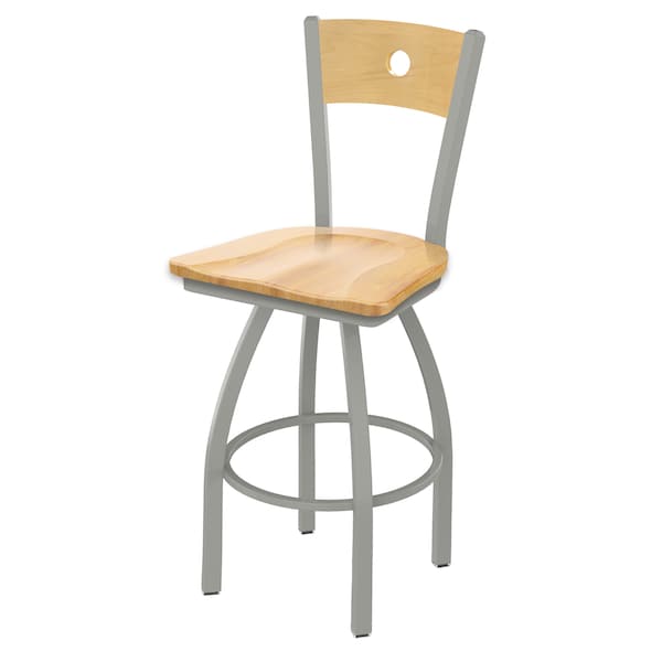 Holland Bar Stool Co 30" Swivel Counter Stool, Nickel Finish, Nat Back, Nat Maple Seat - 83030ANNATMPLBNATMPL