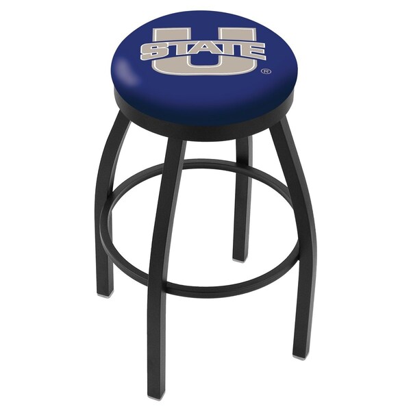 Holland Bar Stool Co 30" Blk Wrinkle Utah State Swivel Bar Stool, Accent Ring - L8B2B30UTAHST